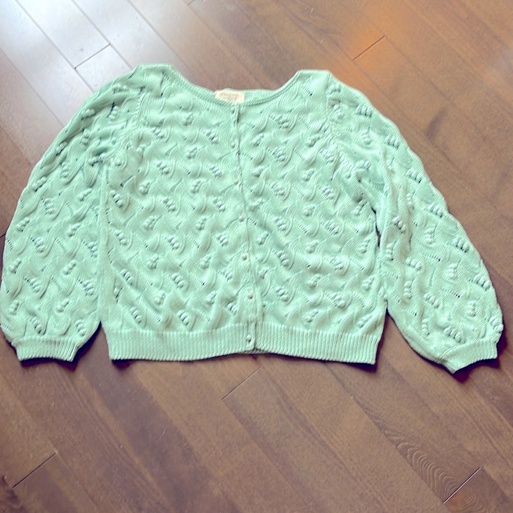 Sezane Mint Green Button-Down Knit Cardigan